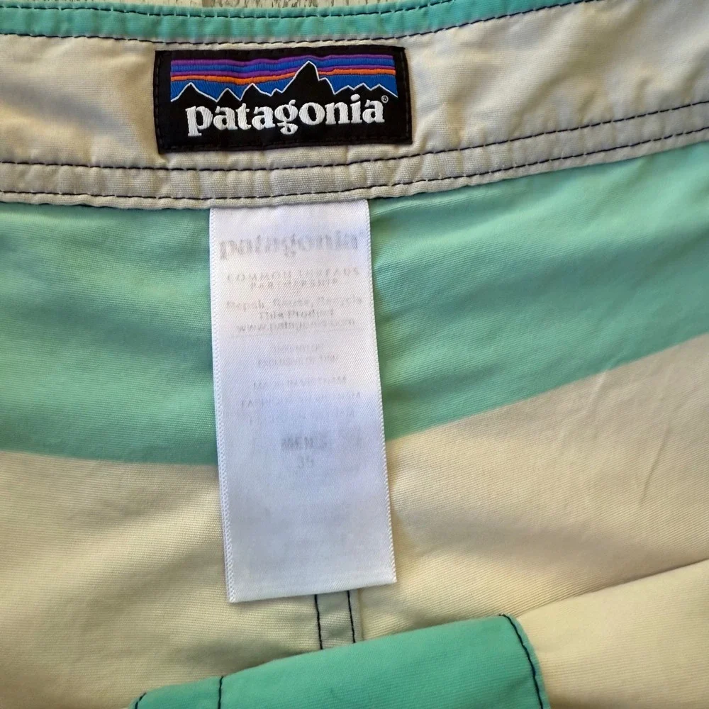 PATAGONIA Striped Board Shorts Swim‎ Trunks Men's Size 35 Casual Beach Surf Pool